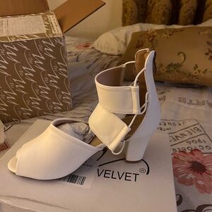 White open toe with straps dressy heel !
